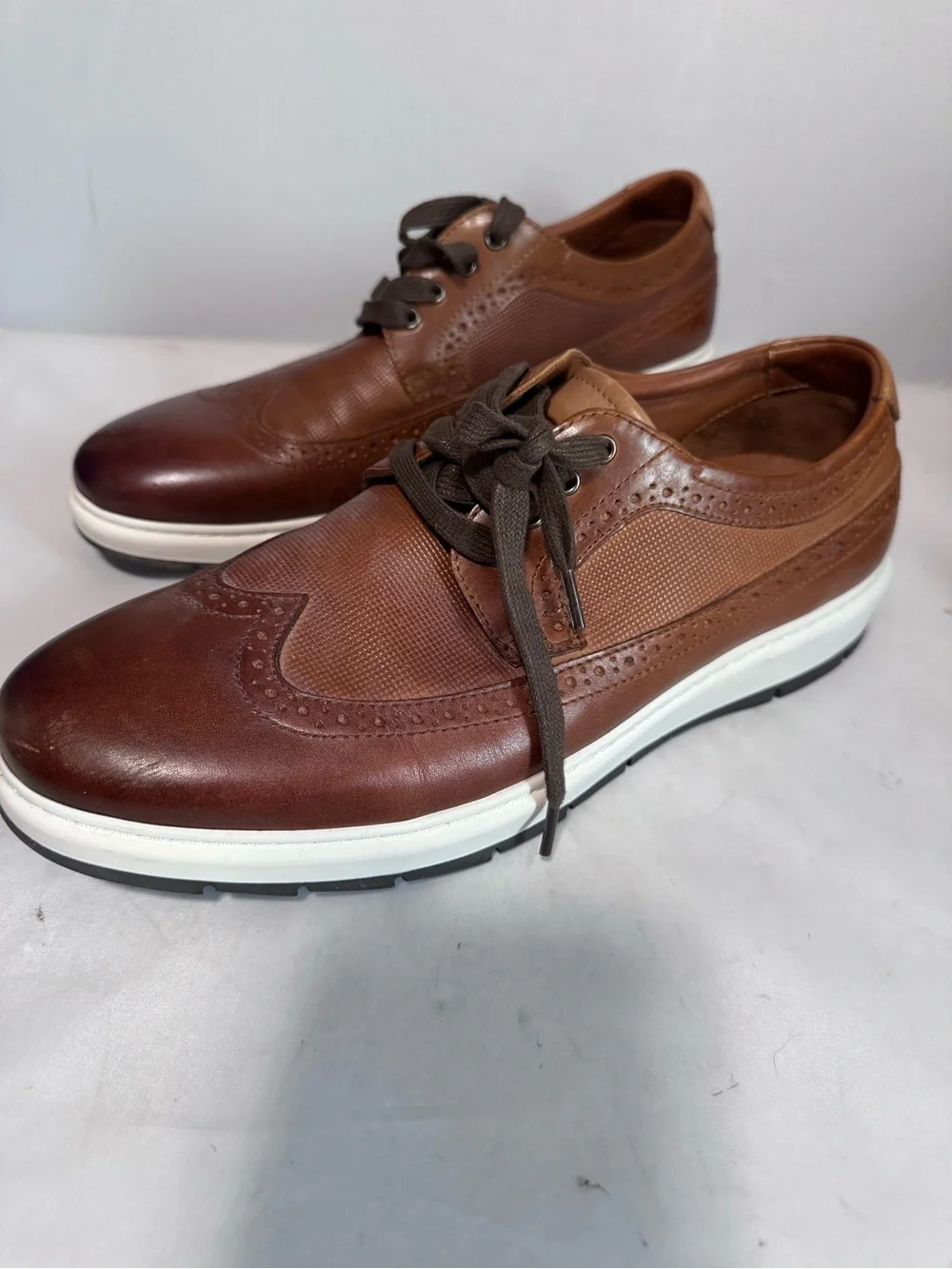 Johnson & Murphy Men's Brown Shoes Size 9M Wingtip Brogue Derby Sneaker Flex